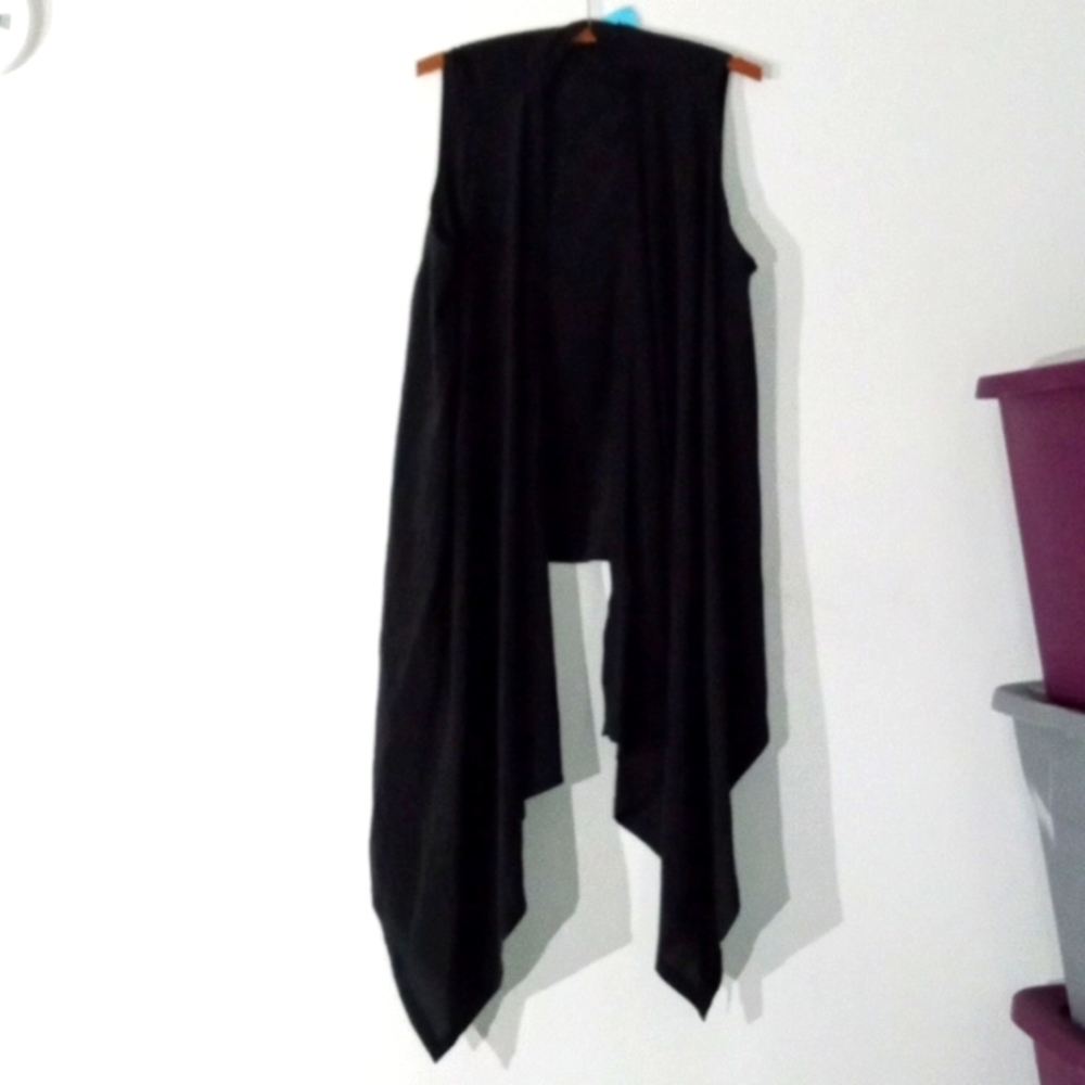DKNY silk vest drape black SP asymmetrical nwt